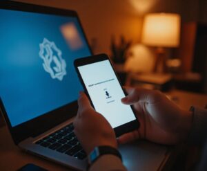 Manos en un ambiente calido completando el tramite en linea de RENAP