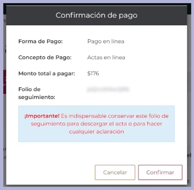 Pago en linea Acta de Nacimiento Imprimir